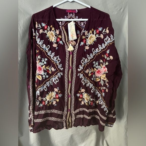 Johnny Was Women's Size Large Carmen Button Up Blouse Purple - Picture 4 of 6